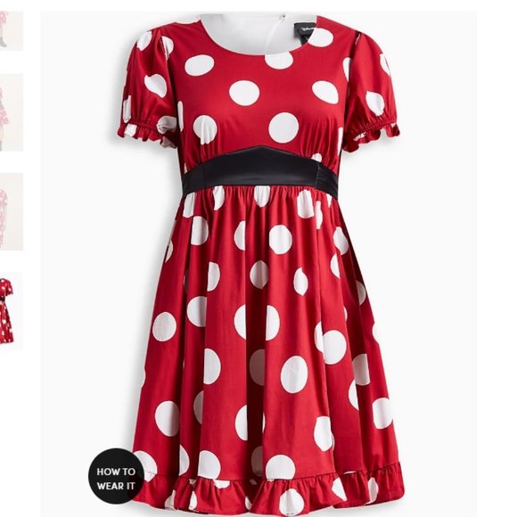 ♥️NWT VINTAGE TORRID DISNEY MINNIE MOUSE PUFF SLEEVE HALLOWEEN COSTUME DRESS 2X - Picture 7 of 11